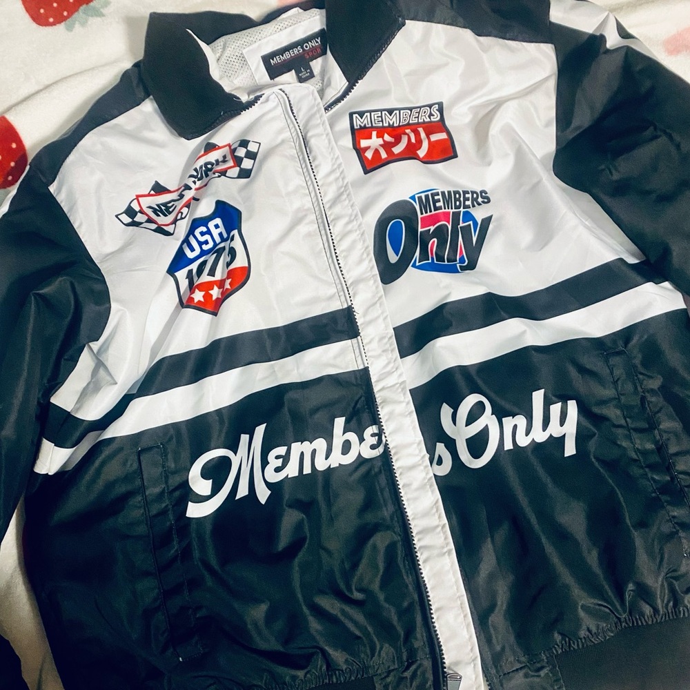 Members Only Racing Black & White Jacket Size Large Unisex Mens Women